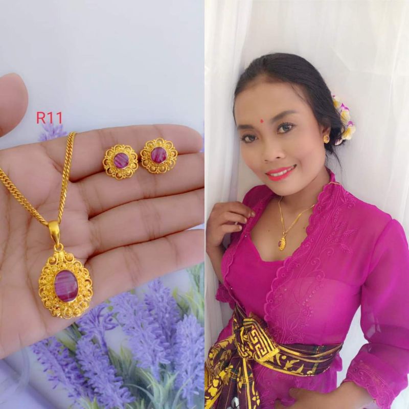 Kalung+liontin kuningan lapis emas