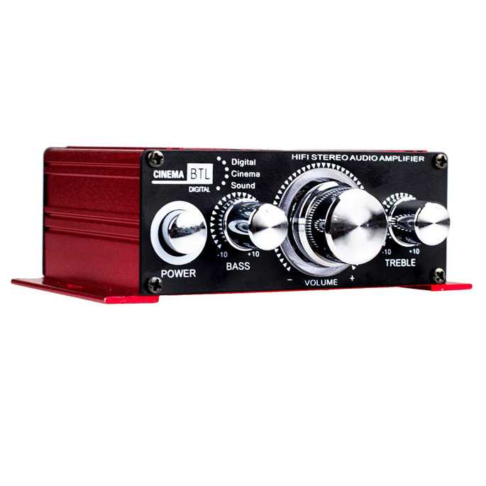 Power Amplifier Mini Treble Dan Bass knob Ampli 2 Channel Kinter 20W