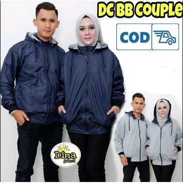 Jaket DC Pria Bolak-balik Bahan Parasut Despo Fleece Navy Abu