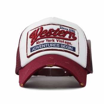 Topi Trucker Baseball Cap Snapback Mesh Model Western NewYork / Topi  Kekinian Murah Reclusive  Bahan Berkualitas Original /Fashion Topi Motif Sobek Menambahkan Kesan Natural Dan Cool  / Baseball  Topi Kasual Pria Wanita Dewasa Simpel Terlihat Lebih Keren