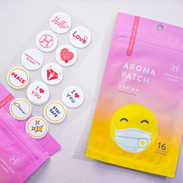 Sticker masker import Korea AROMA PATCH HANNA GLOW tempelan stiker aromatherapy di masker menenangkan melegakan dan menambah kenyamaan memakai masker NBSM