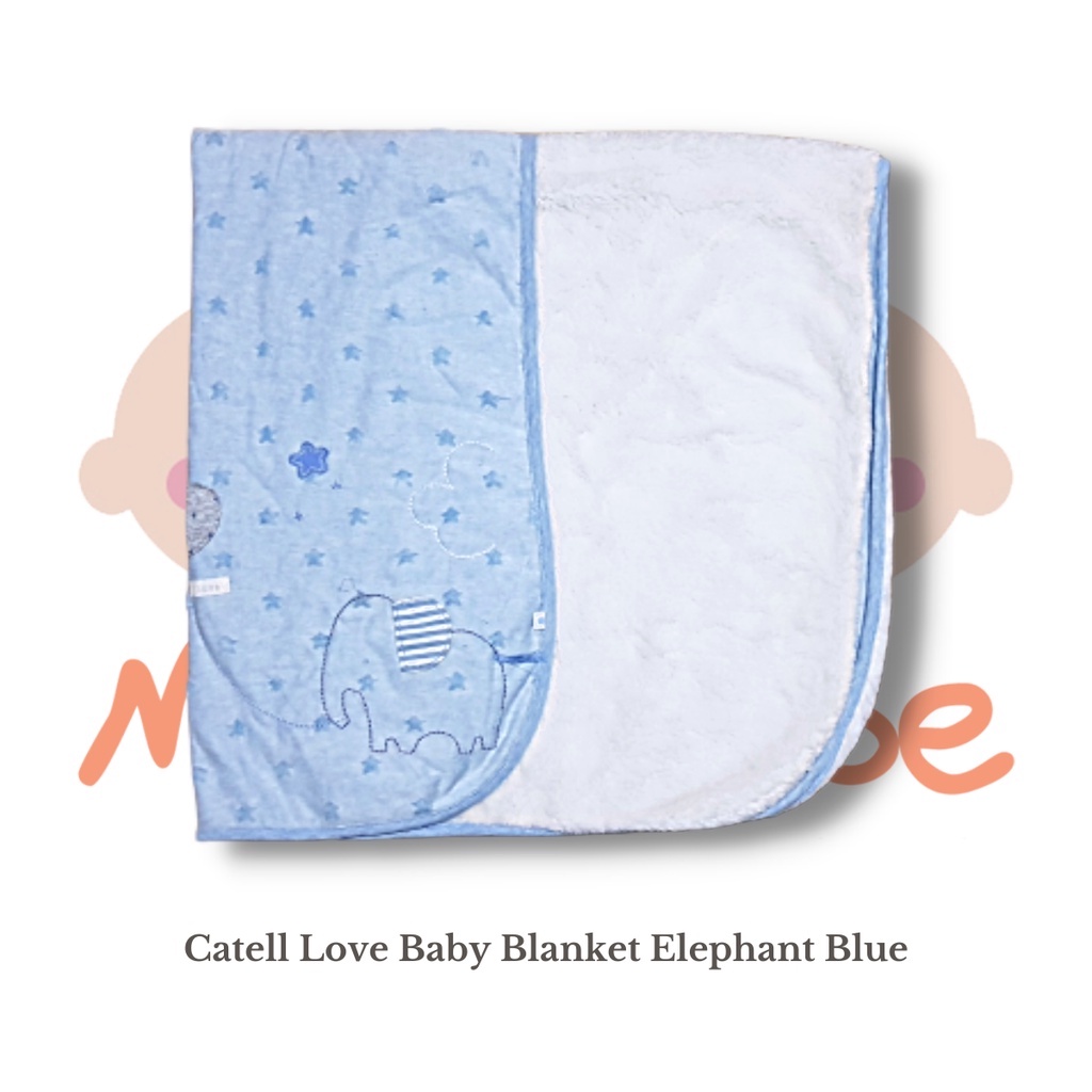 [SALE] Catell Love Baby Blanket Blue Elephant Selimut Bayi