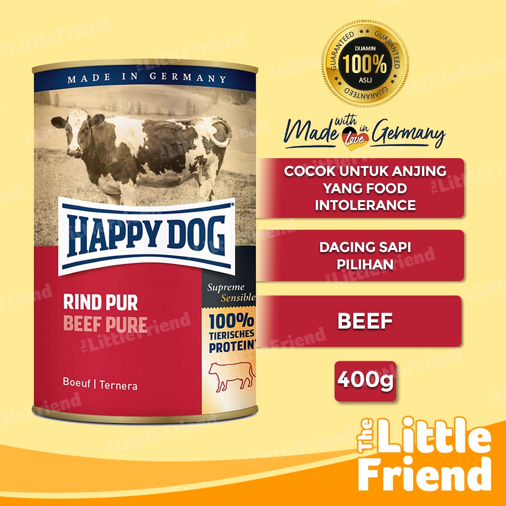 Makanan Kaleng Basah Anjing Happy Dog Pure Meat Daging Asli 400 Gram