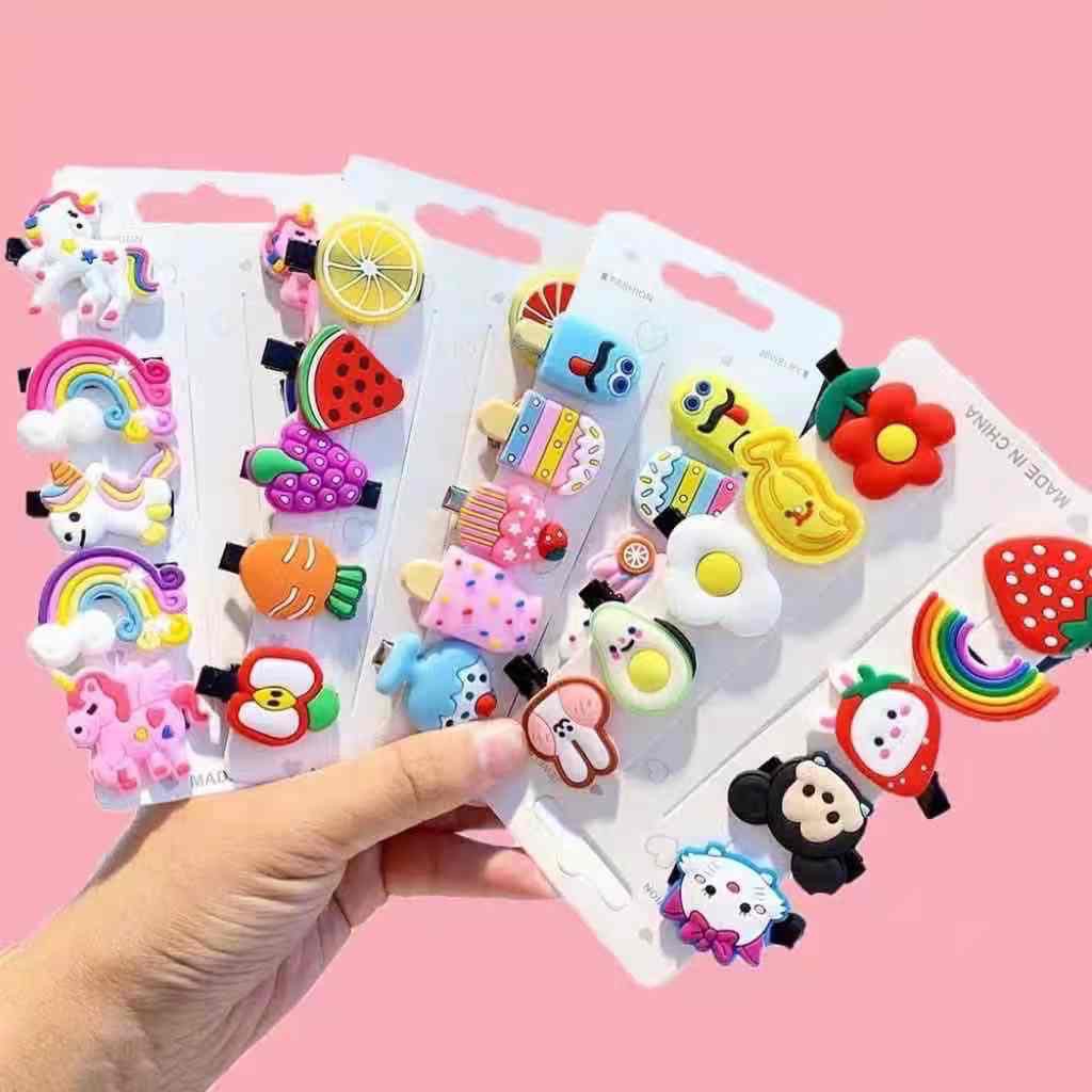 Set Klip Jepit Rambut Desain Kartun Unicorn Pelangi Bunga Buah Gaya  Untuk Anak Perempuan