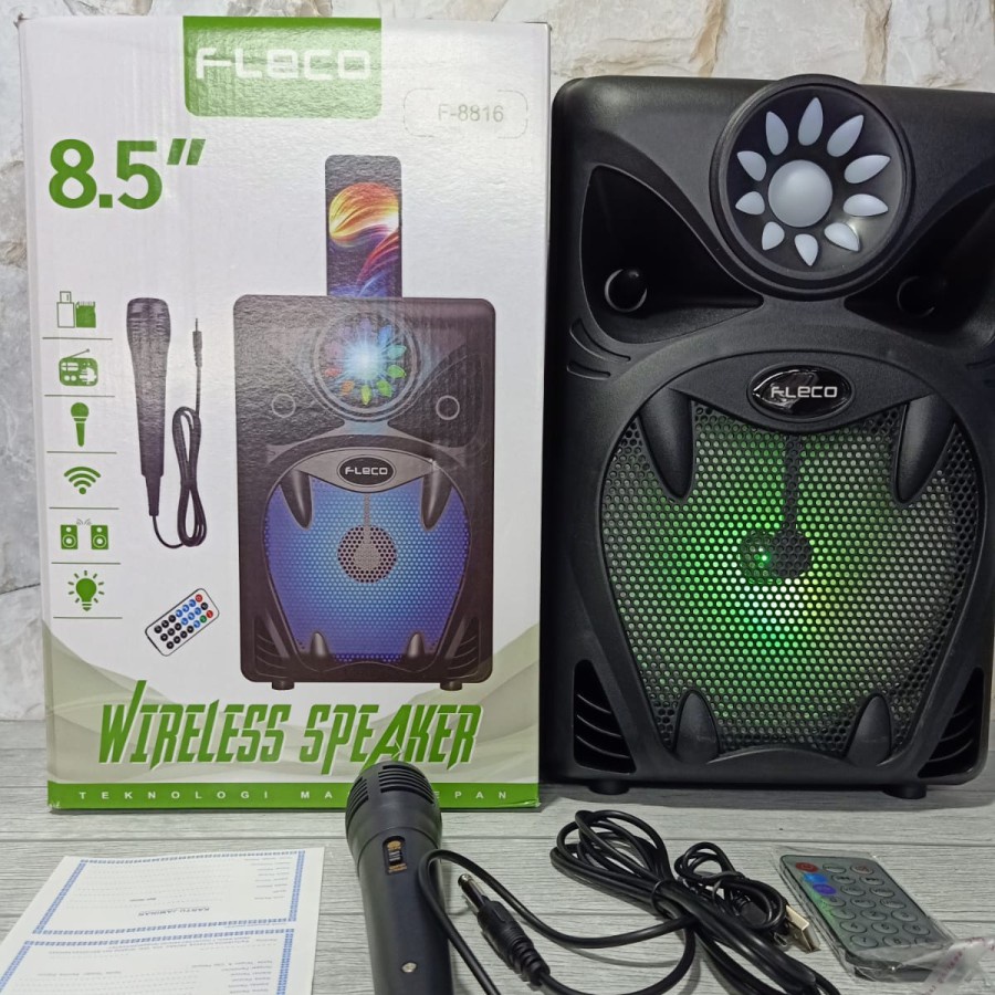 COD SPEAKER BLUETOOTH FLECO 8'5 INCH F-8816 PLUS MIC KARAOKE X-BASS//SPEAKER KARAOKE//SPEAKER SALON AKTIF X-BASS//SPEAKER WIRELESS