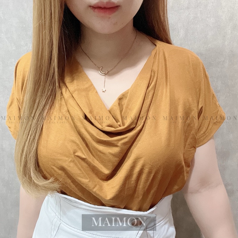Ruched Short Sleeve Blouse | Atasan Wanita Korean Fashion | Maimon Grosir