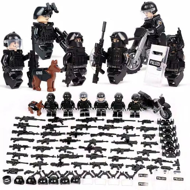Lego Swat Set 6 Minifigure Soldier Pasukan Military Carnage  Police Army WW2