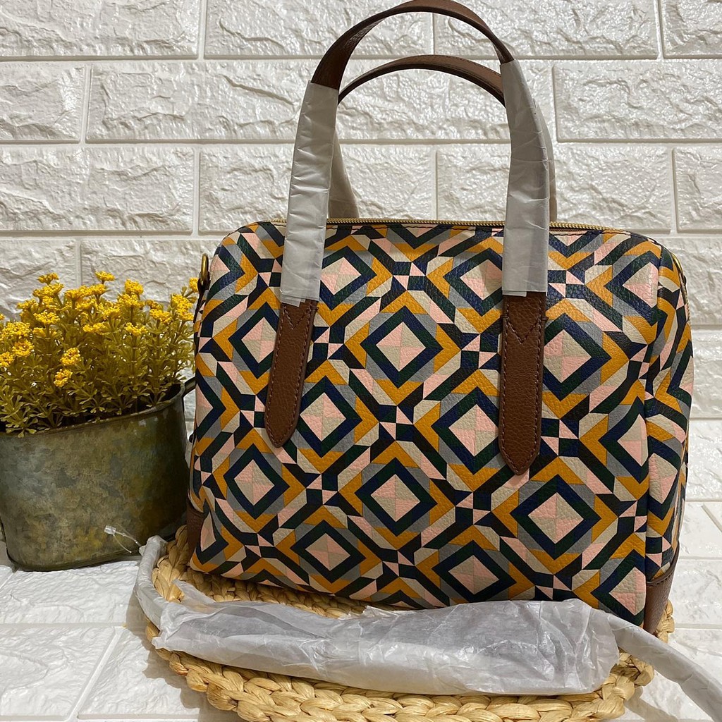 FOSSIL SYDNEY SATCHEL YELLOW MULTI