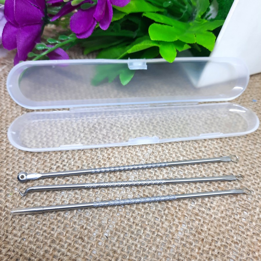 3pcs jarum pinset pembersih komedo alat kecantikan perawatan wajah facial tools