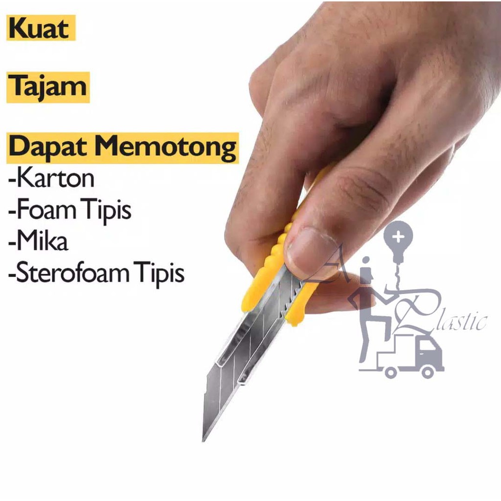 

AIO Plastic-Cutter Pisau Kecil Pemotong Kertas Karter Tajam Cutter Knife Pen Berkualitas Termurah