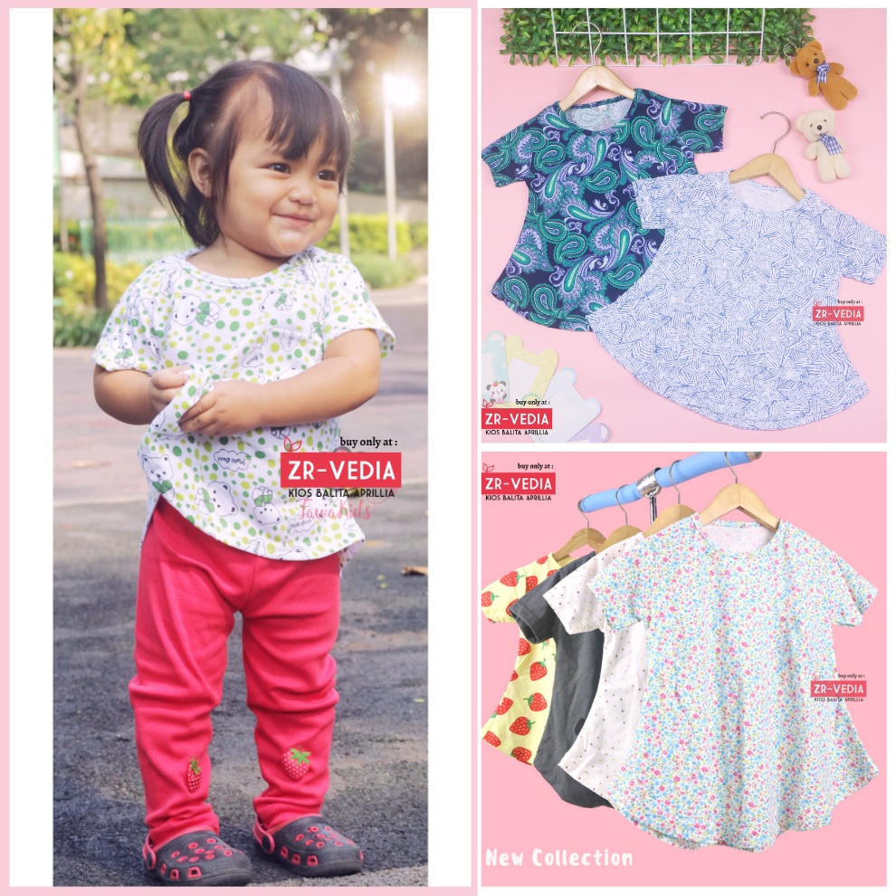 Kaos Moonella uk. 1-5 Tahun / Baju Anak Perempuan Bahan Kaos Cewek Lengan Pendek Murah Import Tshirt