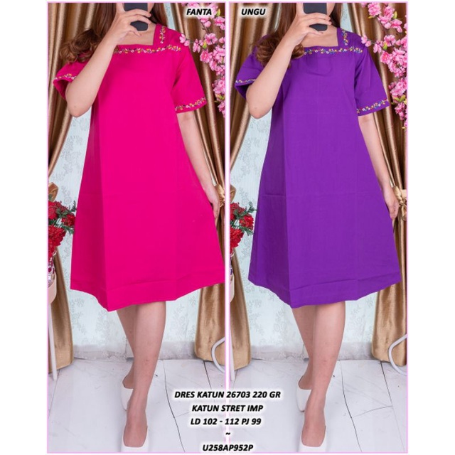 Dress katun bangkok premium dress bordir mewah asd 267033
