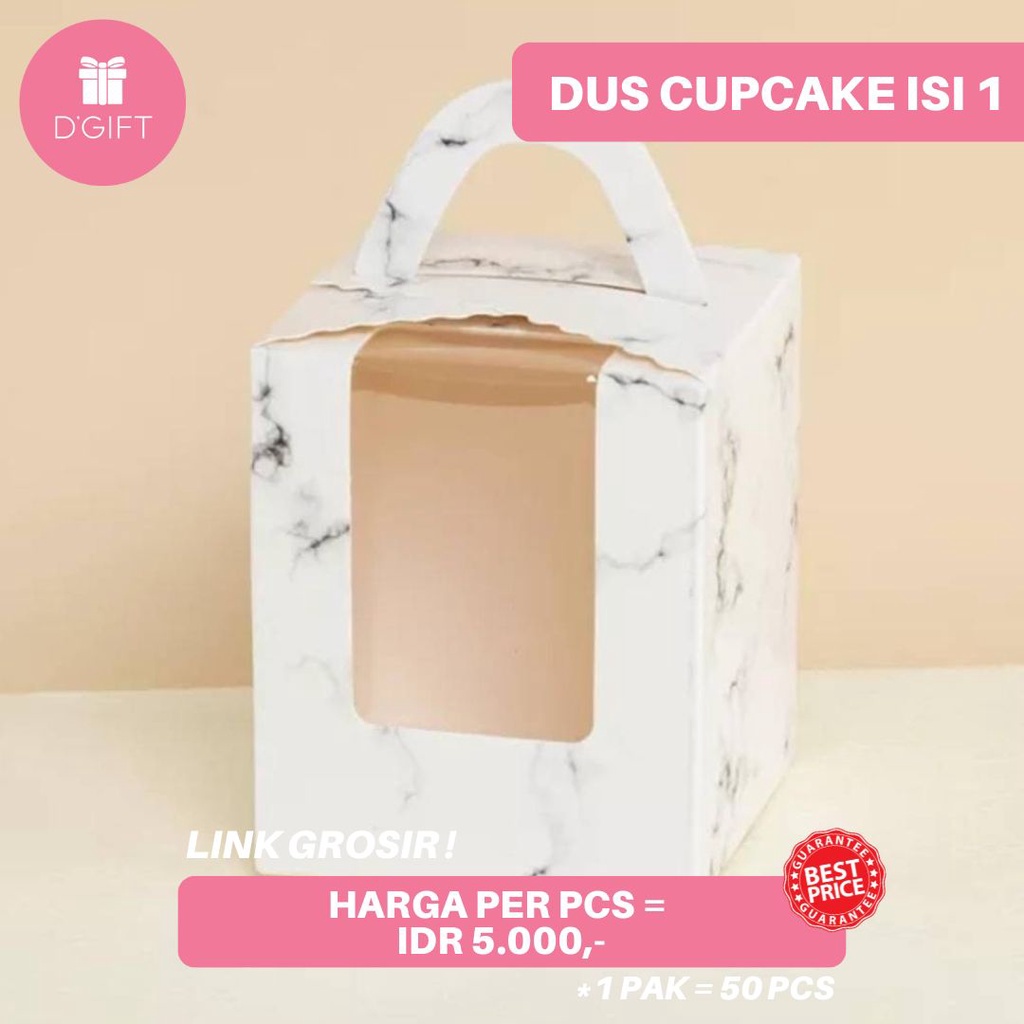 GROSIR 50pcs - Dus Cupcake Box Satuan Paperbox Muffin Souvenir Hadiah isi 1 Kotak Kue Snack Puding R