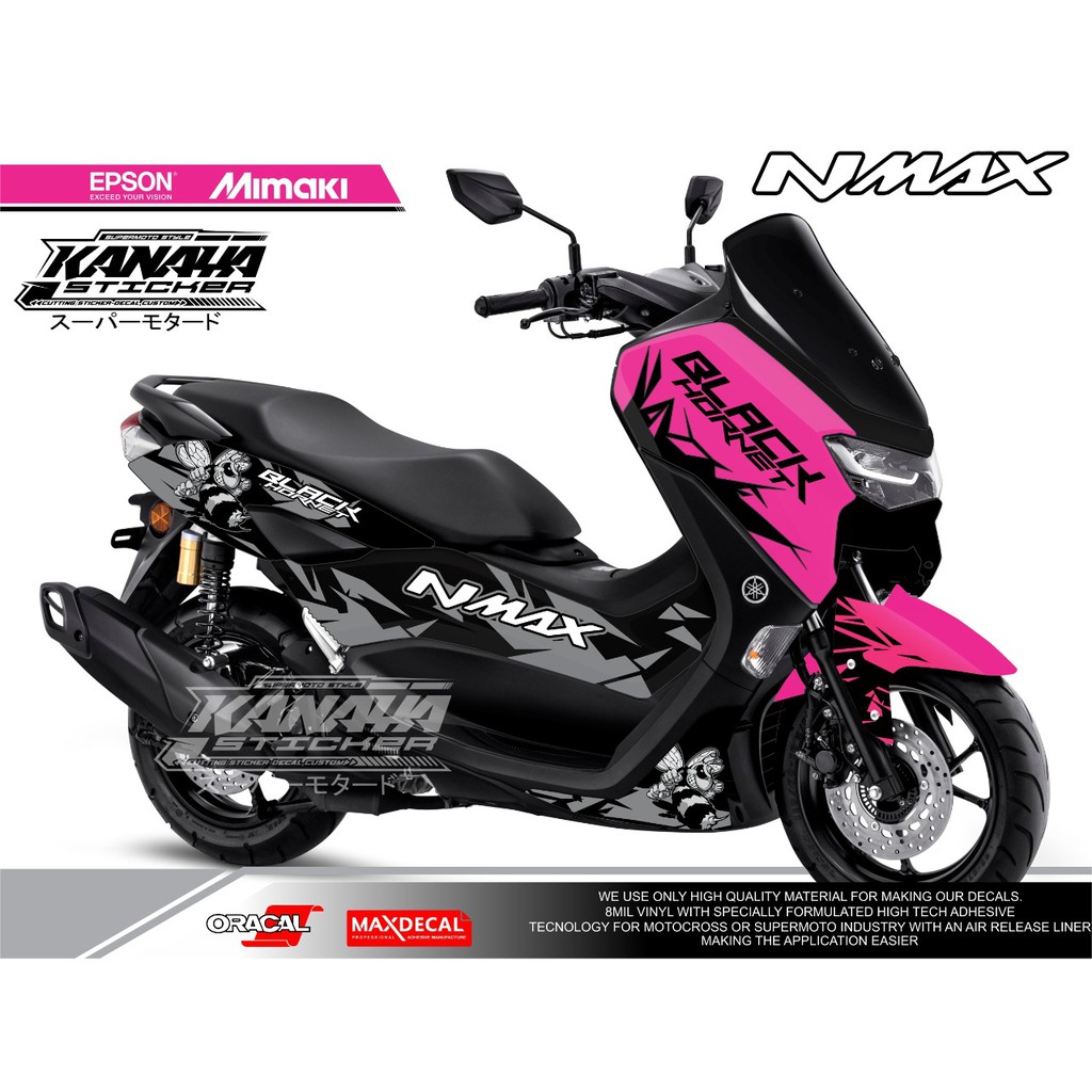 Decal Yamaha Nmax Sticker Nmax Motif Black Hornet Warna pink Hitam Termurah