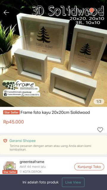 Bingkai Foto Kayu  Solidwood 5r /frame Minimalis/pigura Kaca