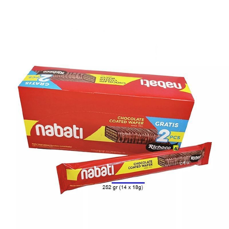 

WAFER NABATI CHOCOLATE COATED 18 gr (per PCT) / WAFER COKLAT MURAH / WAFER ENAK / WAFER NABATI COKLAT / GROSIR WAFER / WAFER TERMURAH