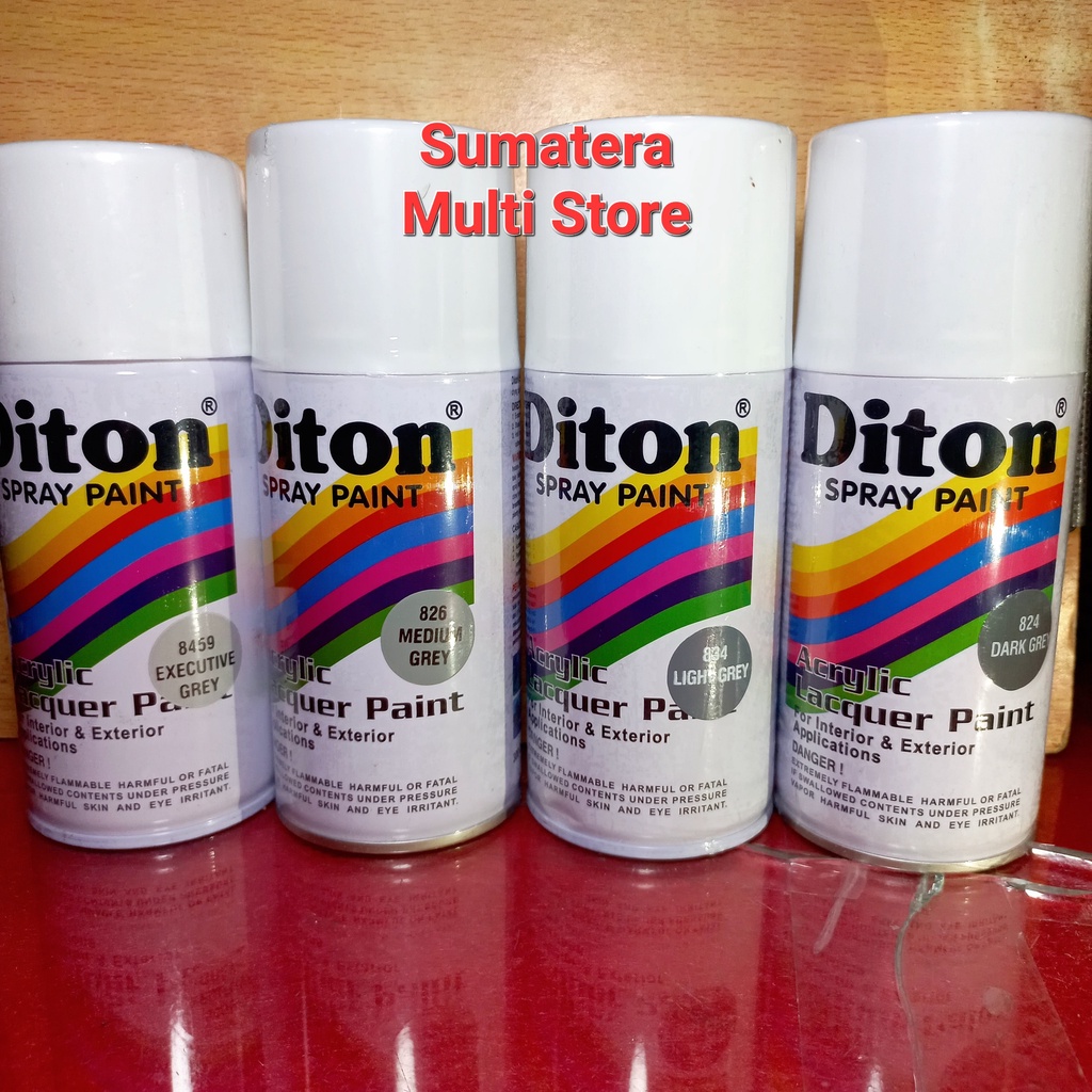 

Diton Standart Executive Grey 8459 , Medium Grey 826 , Light Grey 834 , Dark Grey 824 - Warna Abu abu Cat Semprot 300 ml / Pilox Pilok