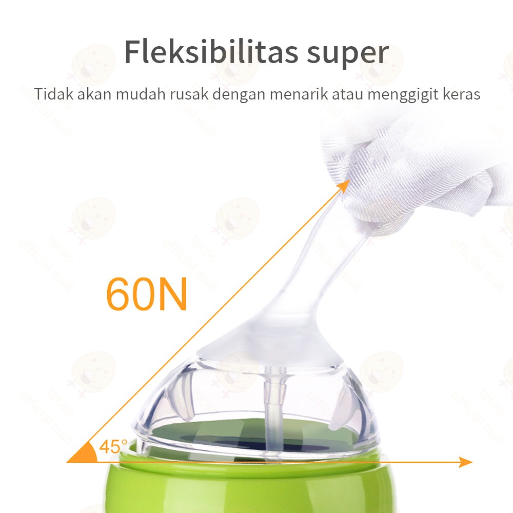 Lacoo Dot Piko Bello silikon Nipple leher lebar dengan sedotan BPA FREE