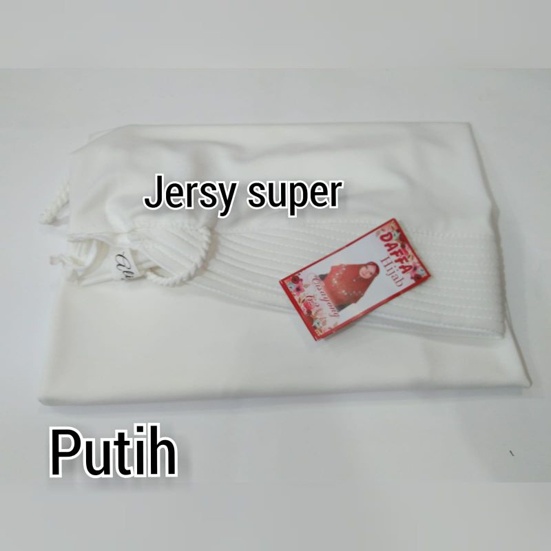 hijab jersey tali tambang/bergo jersey tali kepang/hijab jersey tali kepang/kerudung jersey tambang/hijab tali tambang polos variasi-Putih tulang super
