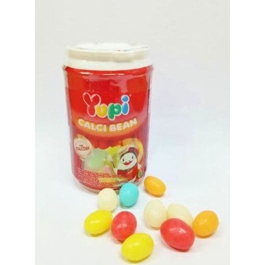 PERMEN YUPI CALCI BEAN BOTOL WITH CALCIUM MAKANAN RINGAN CANDY JELI JELLY ANEKA RASA NANAS APEL STRA