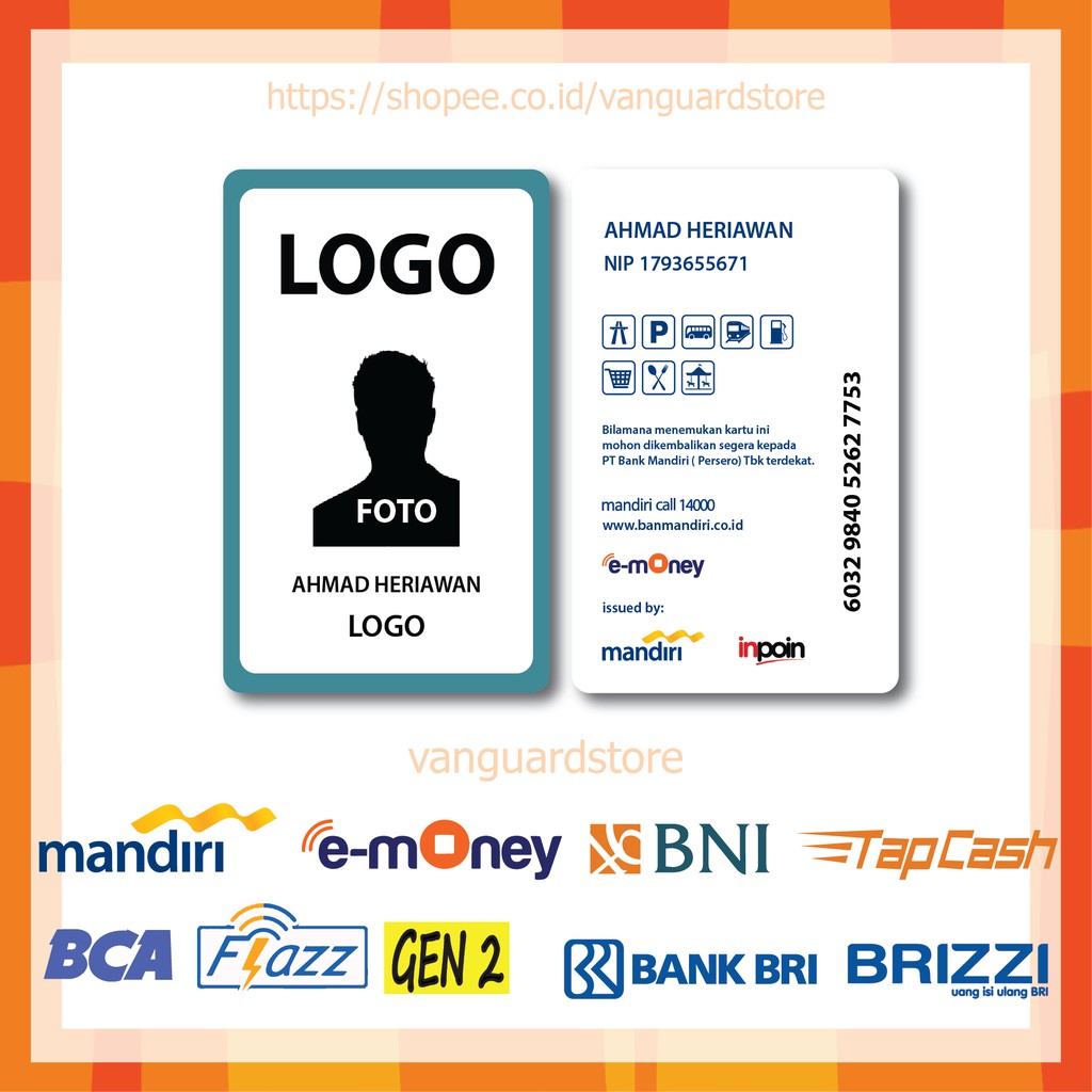 KARTU E MONEY E TOLL ID CARD LIS TOSCA MANDIRI 18 EMONEY MANDIRI FLAZZ BCA TAPCASH BRIZZI BRI-2 SISI