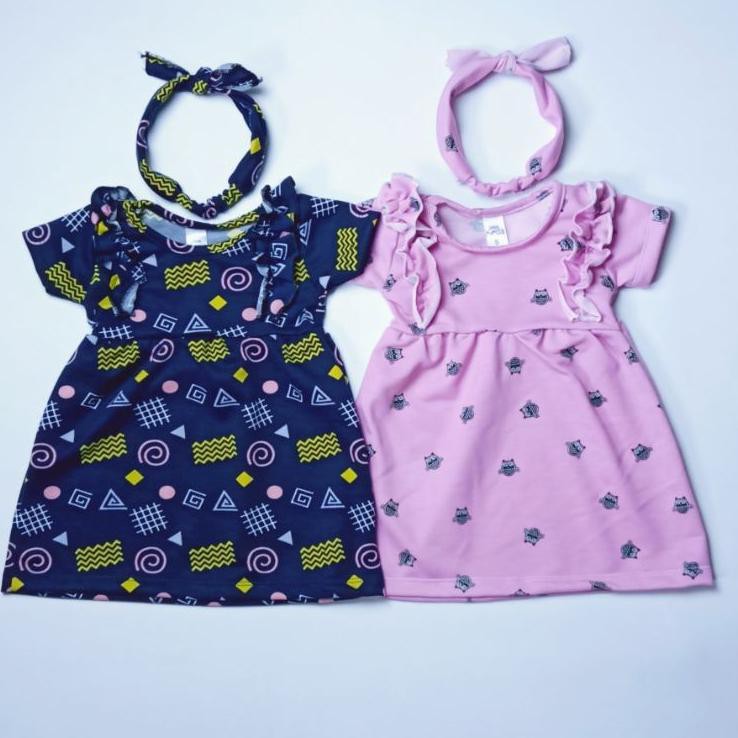 (Grosir) ❤ 3bln - 2thn [BEBAS PILIH] dress GIGI DRESS Gratis bando little koda dress anak baju haria