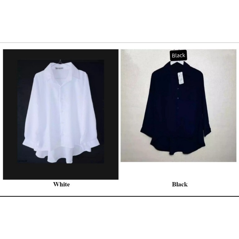 kemeja polos wanita lengan panjang nagita blus putih dan hitam premium baju atasan wanita terbaru 20