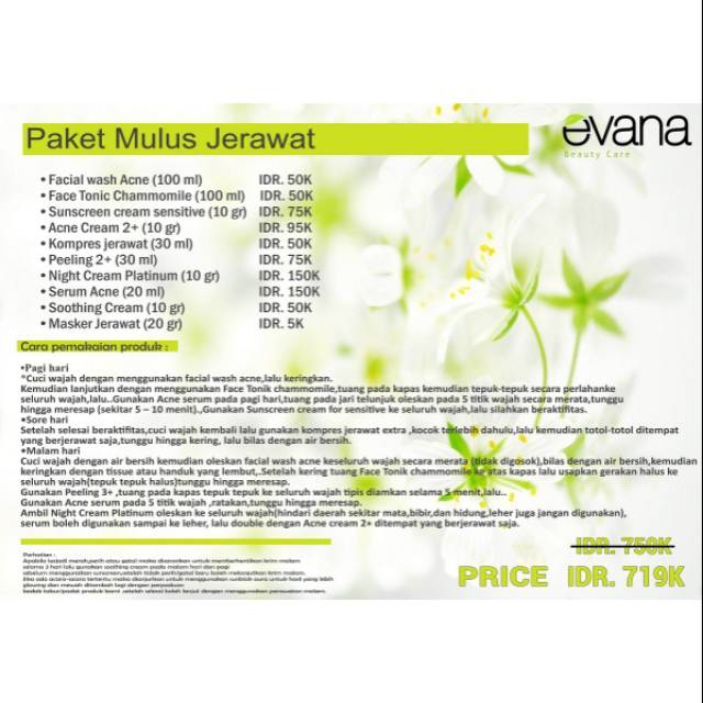 Paket mulus jerawat Evana Beauty Care