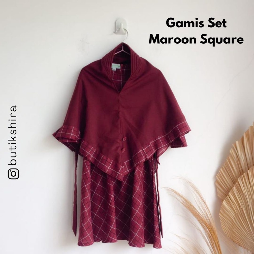 MAMANDA Gamis Anak Syari KIDS EXC MAROON SQUARE Baju Anak Perempuan
