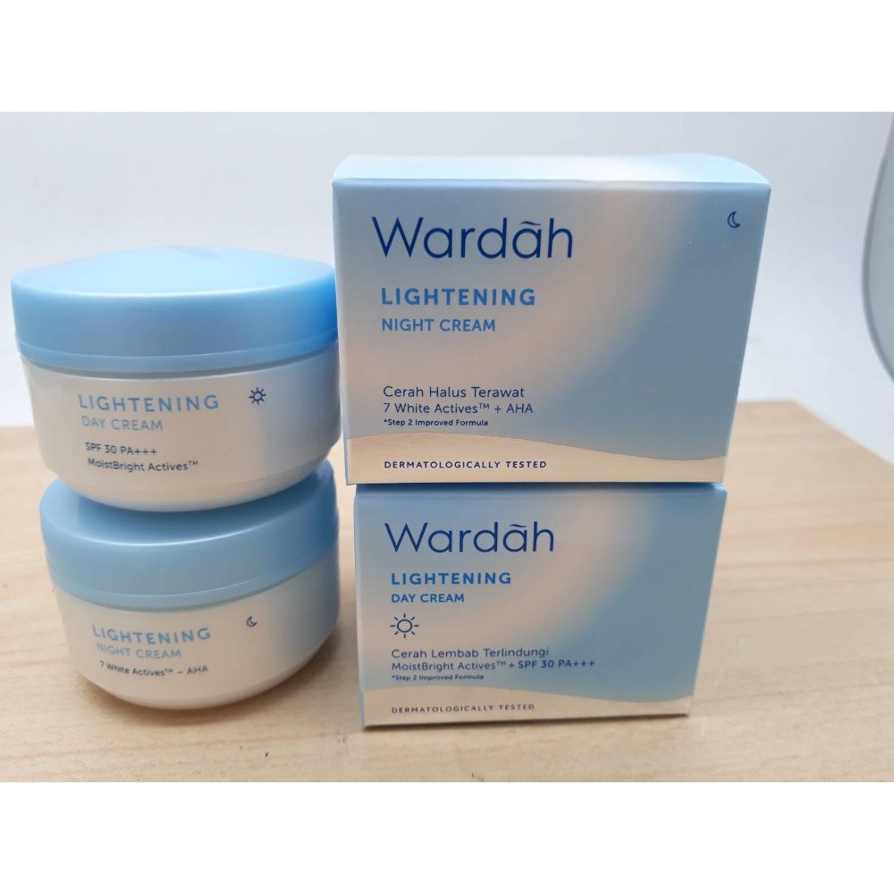 Wardah Lightening Day Night Cream Krim Siang Malam 30Gram Pot SPF 30