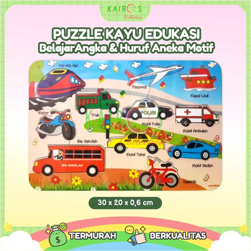 Puzzle Kayu Edukasi Anak Mainan Kayu Anak Belajar Aneka Motif