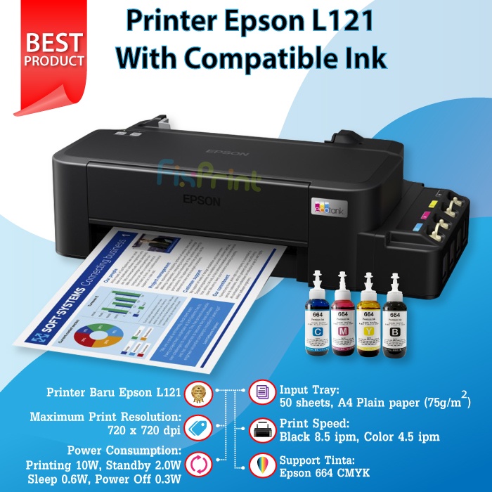 Printer Epson L121 Ink Tank Printer Epson L121 L 121 l121 Infus System Pengganti L120