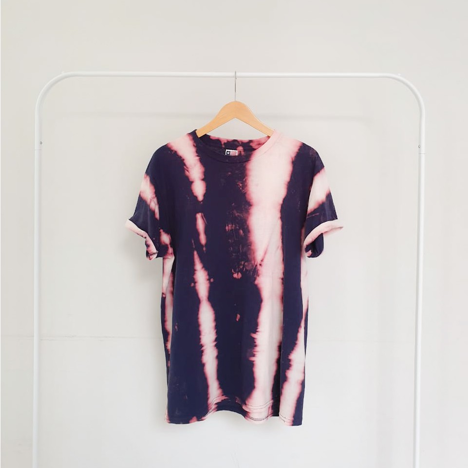 [PROMO] Kaos Tie Dye Navy Motif Shibori Oversized Unisex Cotton Combed 24s Soft Style Premium