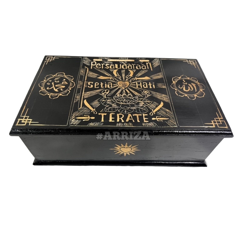 (FREE UKIR NAMA) KOTAK MORI PSHT MURAH DARI KAYU JATI MOTIF UKIR LAFADZ ALLAH MUHAMMAD TEMPAT PENYIMPANAN SABUK PENCAK SILAT