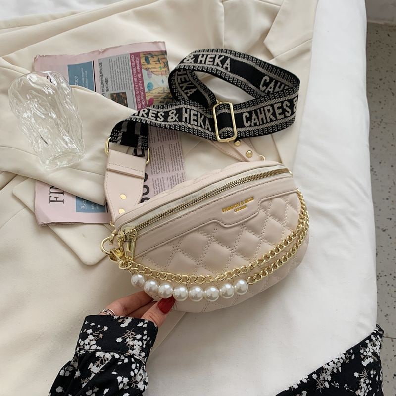 EL 5377 RISCE TAS WAISTBAG SELEMPANG IMPORT TALI MOTIF WANITA CEWEK PEREMPUAN JAKARTA BATAM MUTIARA