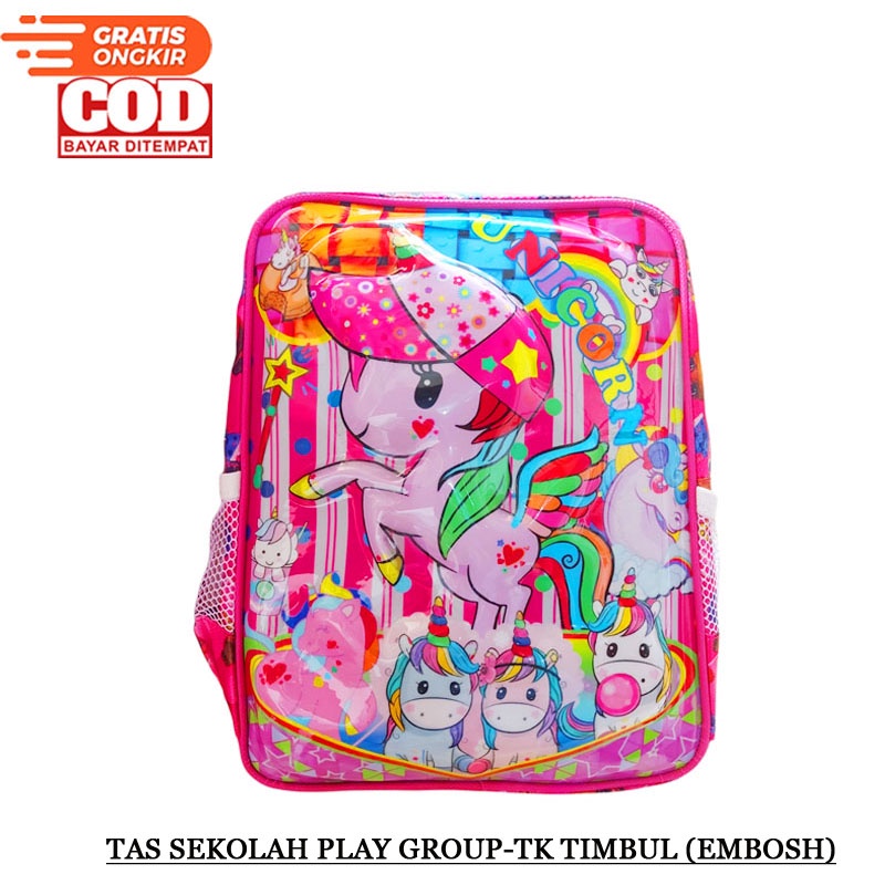 Tas Ransel Sekolah Perempuan Anak Tk Paud Karakter Timbul Embos 3D Farenbags