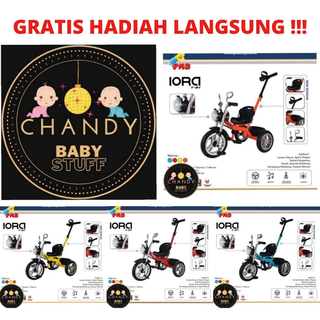 SEPEDA ANAK RODA TIGA PMB IORA T-20, T-21 - GRATIS HADIAH LANGSUNG