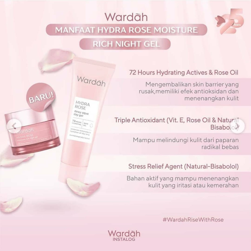 Wardah Hydra Rose Moisture Rich Night Gel 17ml