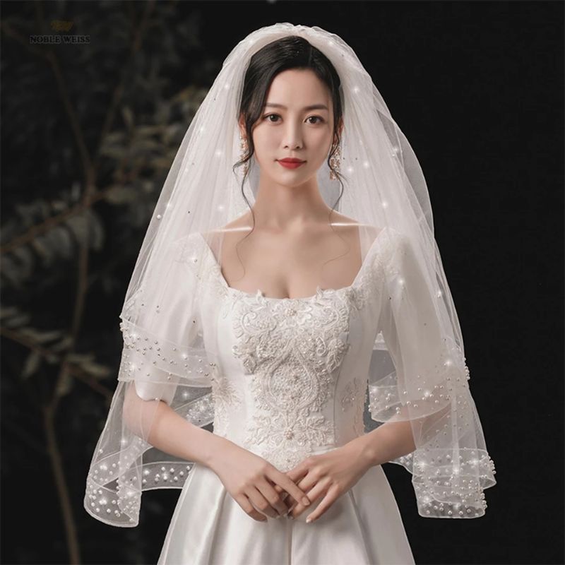 Veil pengantin pinggiran  mutiara 2 layer