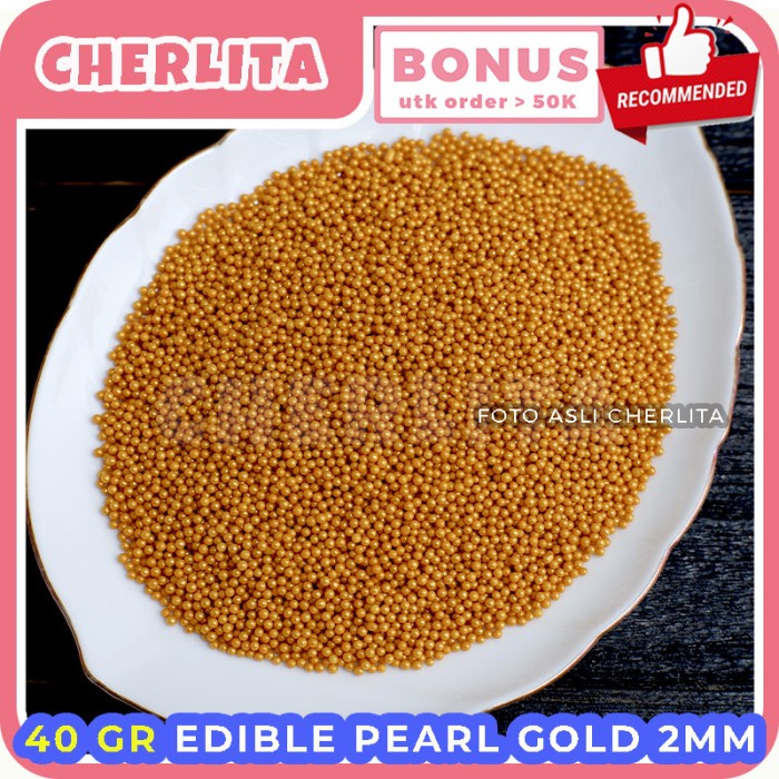 Sprinkle Mutiara Pearl Gold Edible Sprinkles Hiasan Kue Tart Topping