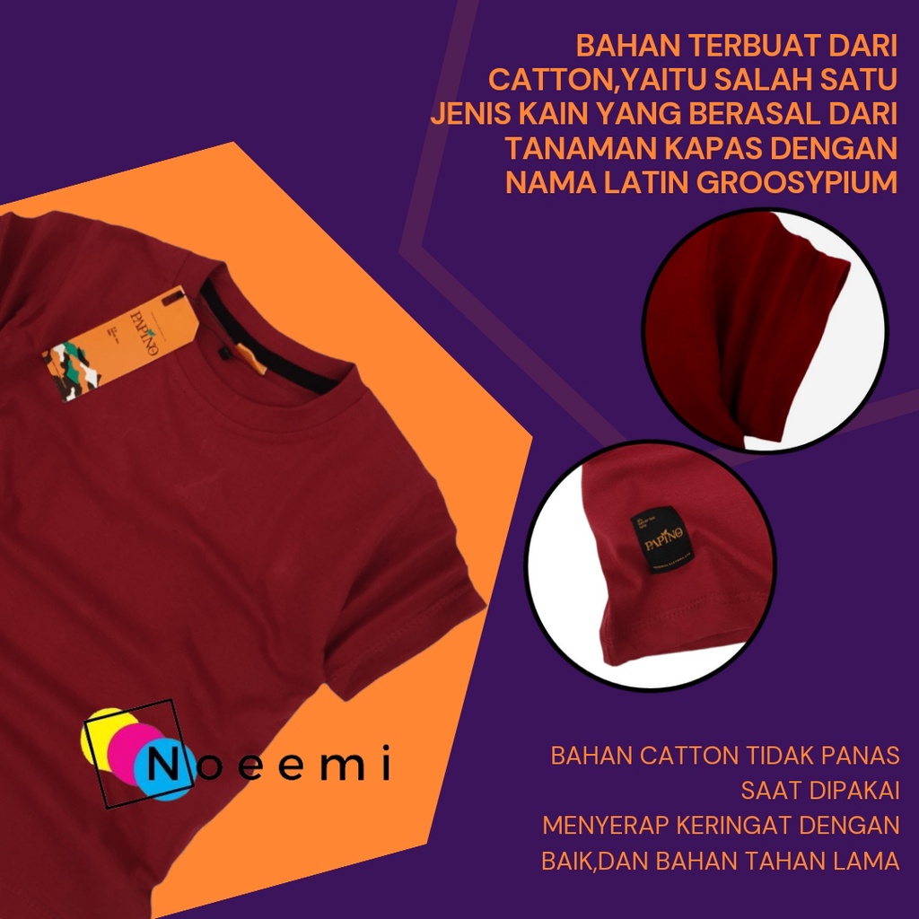 Papino Baju Kaos Anak Laki Laki 1-12 Tahun Pakaian Distro Oblong Polos Maron