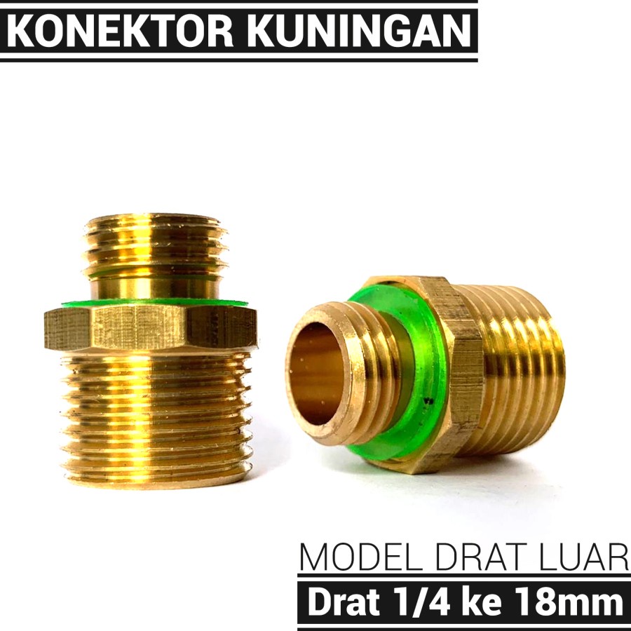 nepel sambungan reducer drat 18mm ke drat 14mm male thread