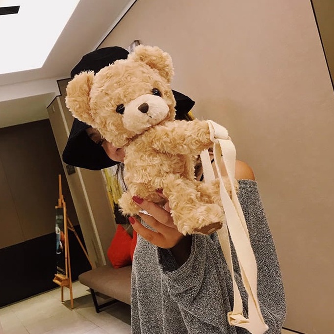 Tas Selempang Karakter Beruang Bulu Lembut Tas Selempang Anak Perempuan