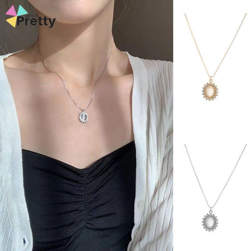 Retro Light Luxury Opal Kalung Wanita All-Match Hadiah Ulang Tahun Sederhana - PD