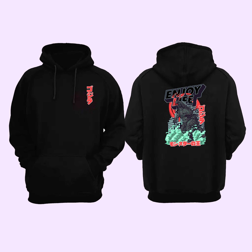 HOODIE PRIA DISTRO MOTIF GOZILA | JAKET PRIA DISTRO MURAH MOTIF JEPANG