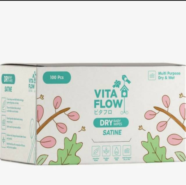 (FREE POUCH) VITAFLOW Dry Tissue  Satine 100s Multipurpose Dry Wipes  Filter Masker