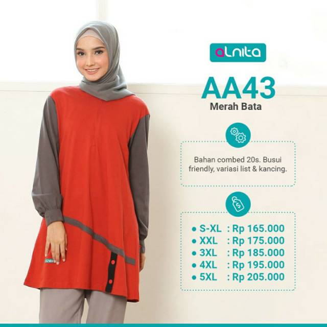 ATASAN ALNITA AA 43 BAHAN COMBED 20S BUSUI FRIENDLY KAOS MUSLIMAH KAOS OLAHRAGA