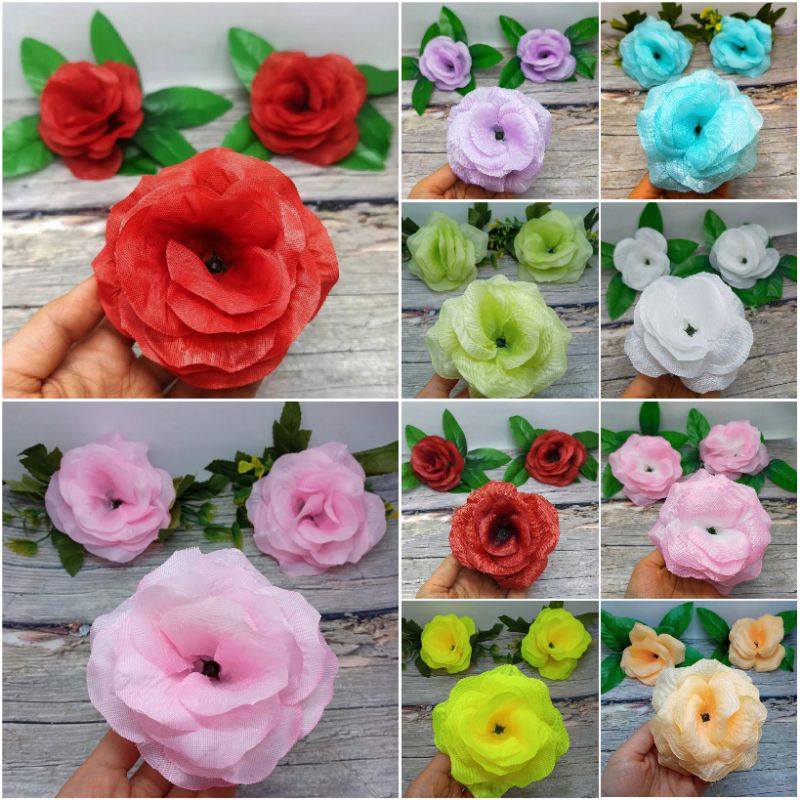 Bunga Mawar Rustik Ecer Bunga Hias Plastik Mawar Kuntum Kelopak Backdrop Hiasan Seserahan Dekorasi H