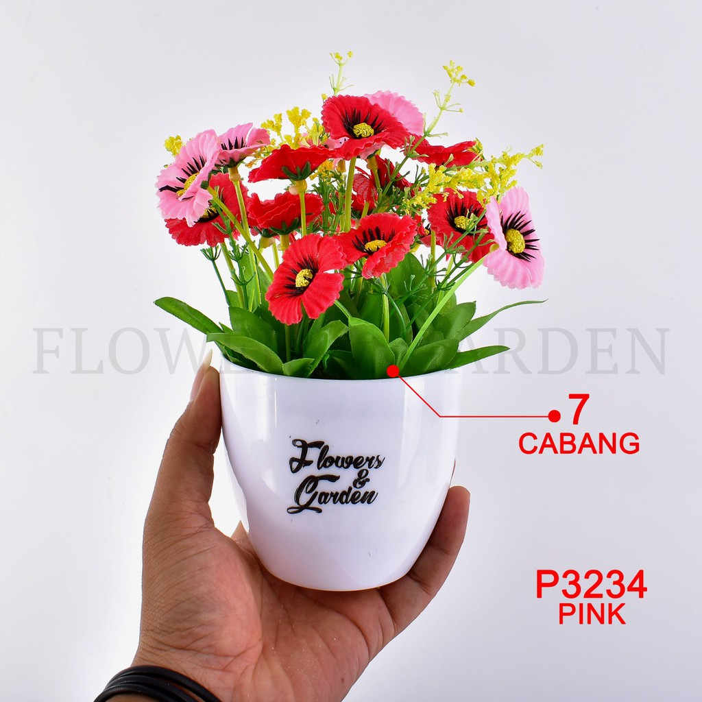 TANAMAN BUNGA HIAS POT TANAMAN HIAS DEKORASI RUMAH DAN BUNGA PLASTIK P3234-3