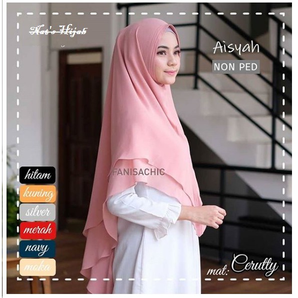 Ayafashions Hijab Instan 2 layer Aisyah Khimar Non Pet Ceruti Bahan Ceruty